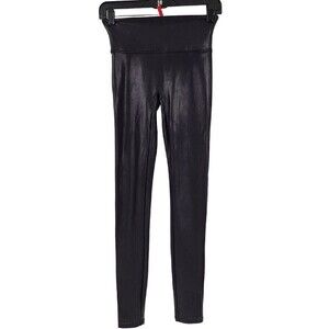 Spanx Faux Leather Moto‎ Leggings Very Black Women’s Size S EUC